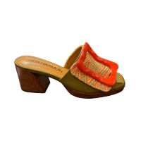 Slipper Flora khaki/orange