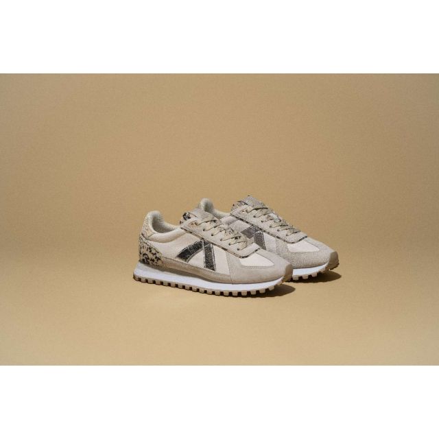 Sneaker Gate 077 grey/tan/silver/pony hair